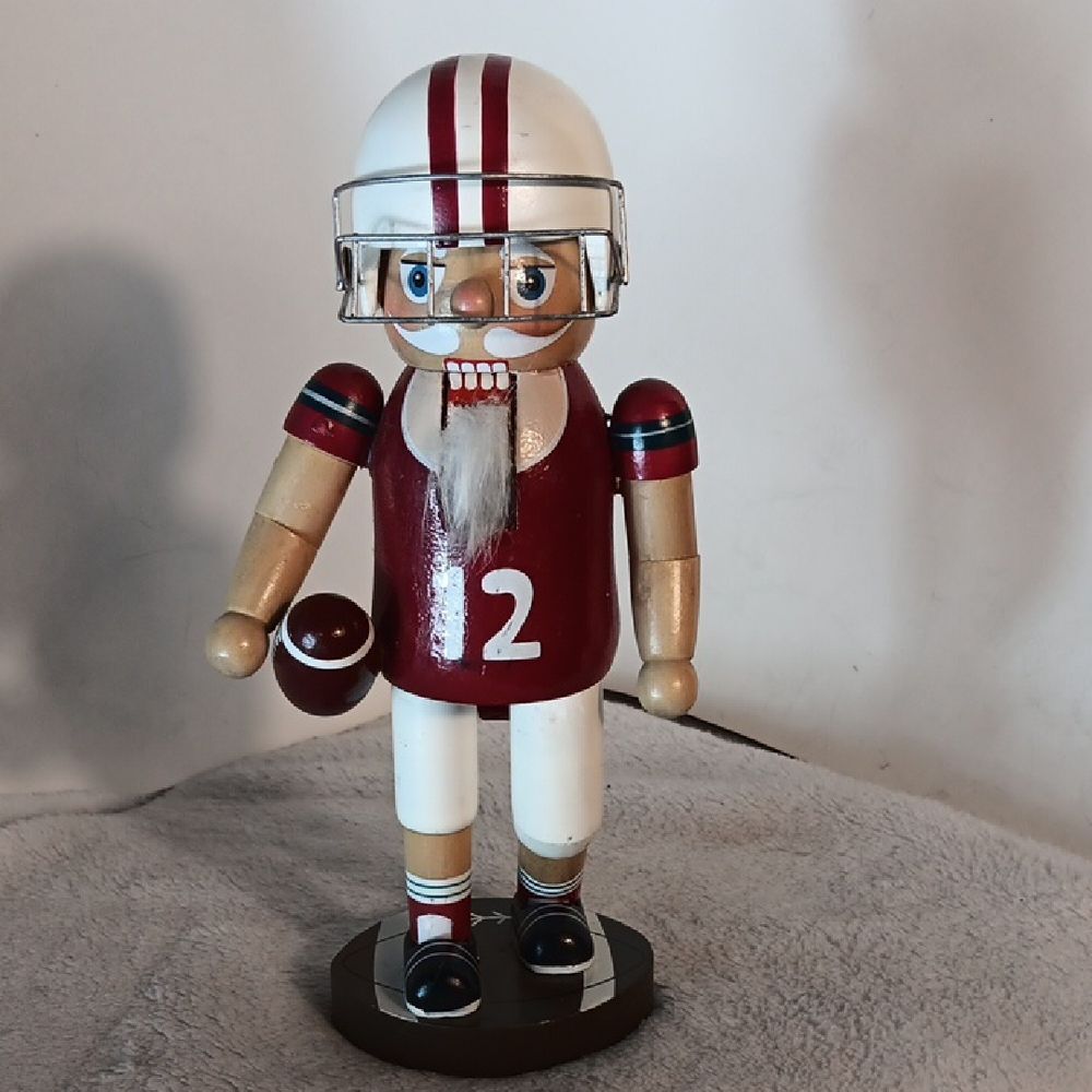 Red and White Football Player Nutcracker